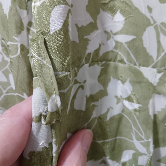 Saints + Secrets Olive Leaf Print Balloon sleeved Ruffle Hem Mini Dress, - Picture 7 of 11